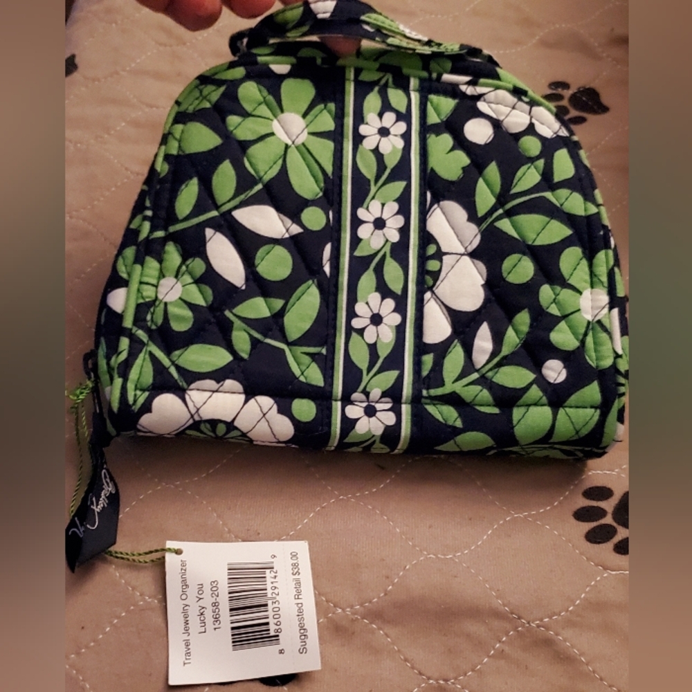 Vera Bradley Lucky You Black Floral Women's Cosmetics Travel Bag. NWT